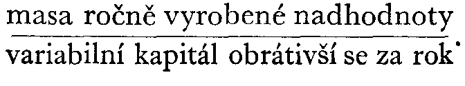 masa ro�n� vyroben� nadhodnoty/variabiln� kapit�l obr�tiv�� se za rok.